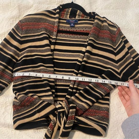 Y2K Chaps size Medium Southwestern Tie Front Striped Shrug Cardigan - Picture 6 of 7